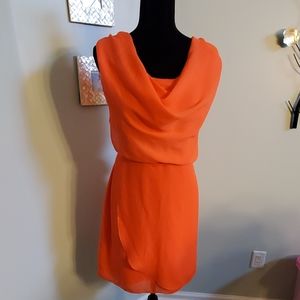 The Limited- Orange size 14 midi dress draped neck